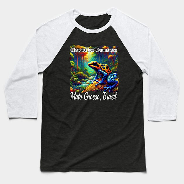 Brazil Jungle Poison Dart Frog Artistic Psychelic Baseball T-Shirt by Sambastyles